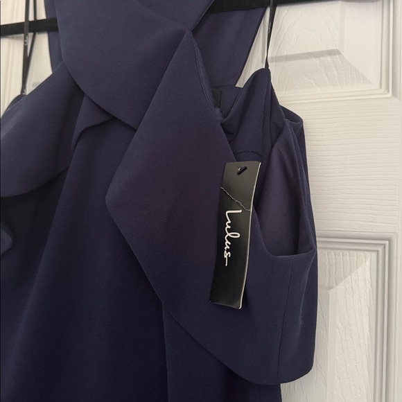 Lulus Cityscape Navy Blue Off-the-shoulder Bodycon Dress - Size M - Picture 5 of 5